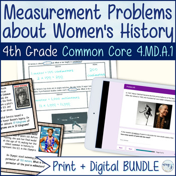 Preview of Women’s History Month 4th Grade Measurement Conversions BUNDLE - CCSS 4.MD.A.1