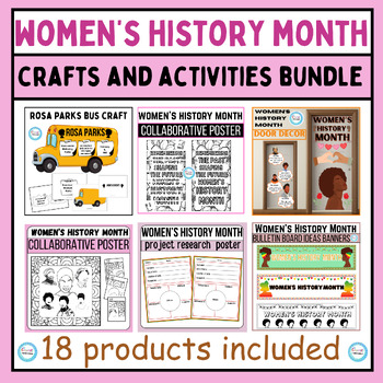 Preview of Women's History Month Crafts&Activities BUNDLE,coloring pages,Bulletin Boards