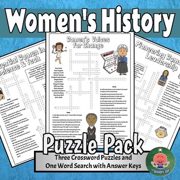 Preview of Women's History Month Crossword Puzzle Pack