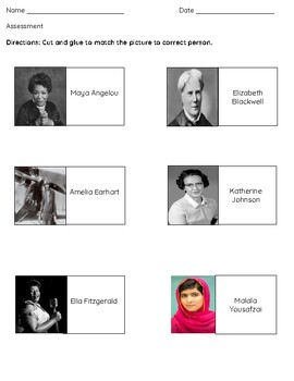 Preview of Women's History Month Cut, Paste, and Match
