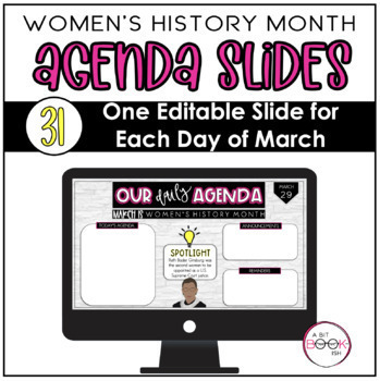 Preview of Women's History Month Daily Agenda Slides | Bellringer | Important Women