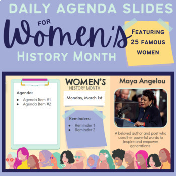 Preview of Women's History Month Daily Agenda Slides, Noteworthy Women