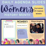 Women's History Month Daily Agenda Slides, Noteworthy Women