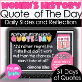 Women's History Month Daily Slides Quote and Reflection of
