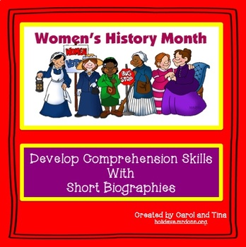 Preview of Women's History Month: Develop Comprehension Skills with Short Biographies
