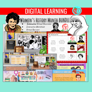 Preview of Women's History Month Digital Printable Learning BUNDLE | Virtual Classroom Kit