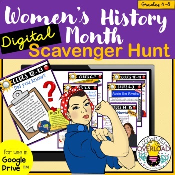 Preview of Women's History Month Digital Scavenger Hunt: Google Slides & Form Activity 