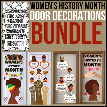 Preview of Women's History Month Door Decorations BUNDLE, collaborative poster, activities