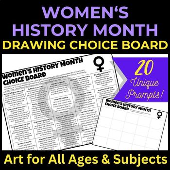 Preview of Women's History Month Drawing Choice Board / Art Sketchbook Prompts