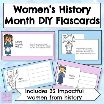 Preview of Women's History Month Elementary Activity DIY Flashcards 