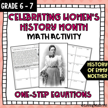 Preview of Women's History Month: Emmy Noether Math Activity