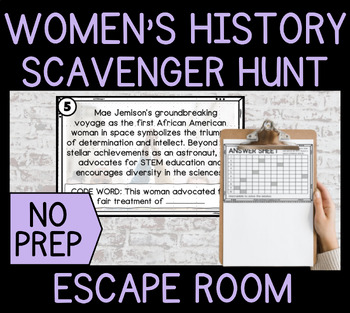 Preview of Women's History Month Escape Room - Scavenger Hunt Style