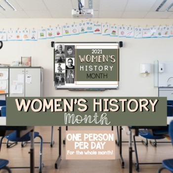 Preview of Women's History Month FOR GOOGLE SLIDES | One Person Each Day With Videos!