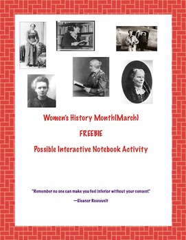 Preview of Women's History Month FREEBIE(possible Interactive Notebook Activity)
