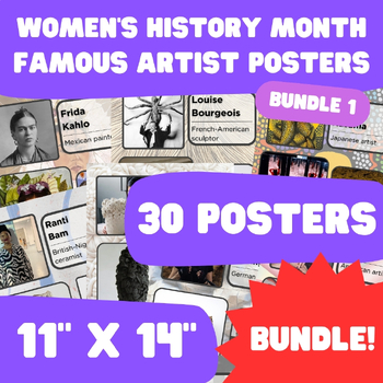 Preview of Women's History Month - Famous Artist Posters - 11"x14" - BUNDLE 1