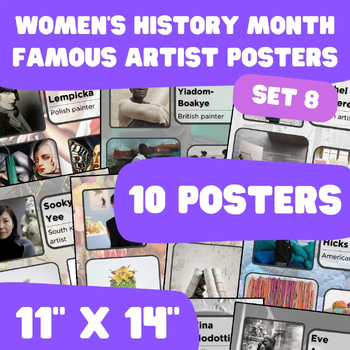 Preview of Women's History Month - Famous Artist Posters - 11"x14" - Set 8