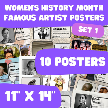Preview of Women's History Month - Famous Artist Posters - 11"x14" - Set 1