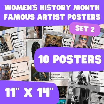 Preview of Women's History Month - Famous Artist Posters - 11"x14" - Set 2
