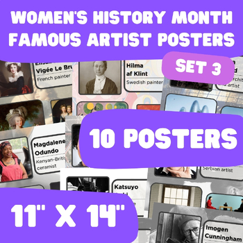 Preview of Women's History Month - Famous Artist Posters - 11"x14" - Set 3