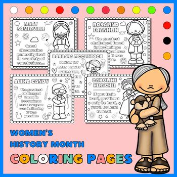 Preview of Women's History Month: Famous Female Scientist Coloring Pages For Toddlers