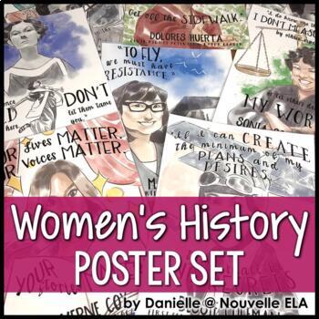 Preview of Women's History Month - Famous Women Poster Set with Inspirational Quotes