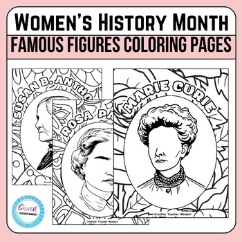 Preview of Women's History Month Famous figures coloring pages,crafts,activities,art