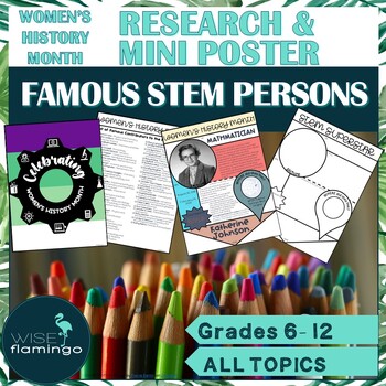 Preview of Women's History Month Famous in STEM Research Project Mini Poster Activity