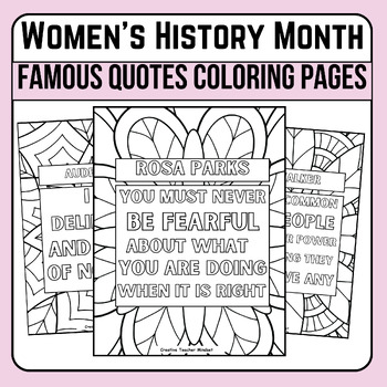 Preview of Women's History Month Famous quotes coloring pages,crafts,activities,art