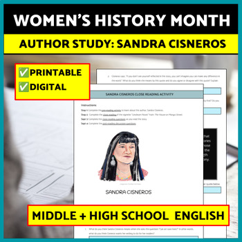 Preview of Women's History Month: Female Authors Study: Sandra Cisneros Short Story English