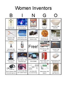 Preview of Women's History Month - Female Inventors Bingo Game and Research Guidelines