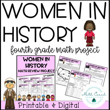 Preview of Women's History Month Fourth Grade Math Project March Math