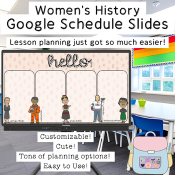 Preview of Women's History Month Google Schedule Slides
