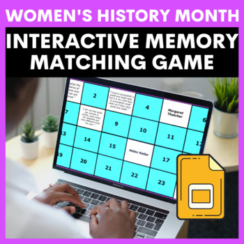 Preview of Women's History Month Google Slides Game Memory Match with Inspirational Quotes