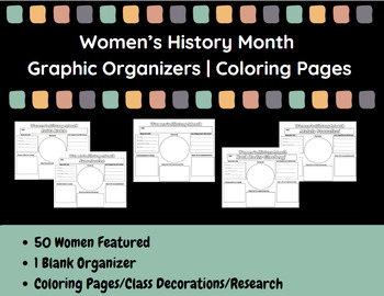 Preview of Women's History Month Graphic Organizers | Coloring Pages