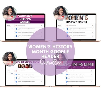 Preview of Women's History Month Banner Bundle Google Classroom Header | Distance Learning