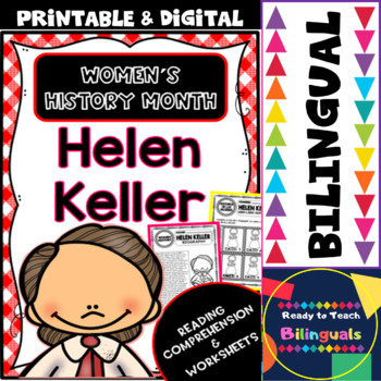 Preview of Women´s History Month - Helen Keller - Reading and Worksheets - Bilingual