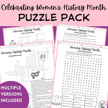 Preview of Women's History Month | History and Agriculture | Crossword, Word Search