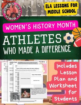 Preview of Women's History Month Important Women Female Athletes Research Middle School ELA