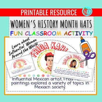 Preview of Women's History Month Influential Women Around the World Hats | Writing Activity