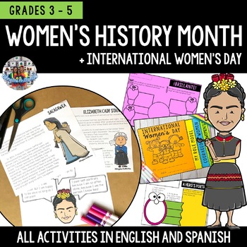 Preview of Women's History Month International Women's Day SPANISH & ENGLISH {3-5}
