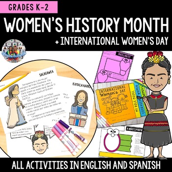 Preview of Women's History Month International Women's Day SPANISH & ENGLISH {k-2}