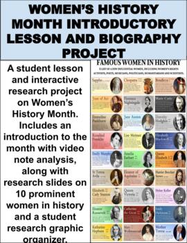 Preview of Women's History Month Introductory Lesson And Biography Project (GOOGLE SLIDES)