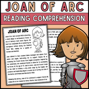 Preview of Women's History Month Joan of Arc Reading Comprehension Passage & Questions