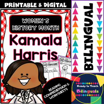 Preview of Women´s History Month - Kamala Harris - Reading and Worksheets - Bilingual