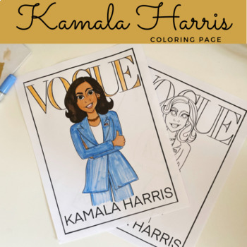Preview of Women's History Month Kamala Harris Vogue Cover Student Coloring Sheet