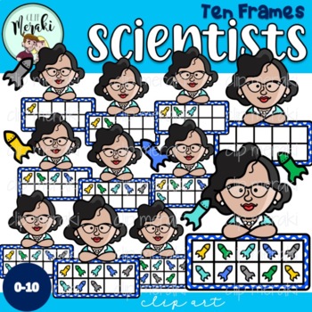 Preview of Women's History Month Katherine Johns Ten Frames Clip Art. Scientist. Rocket.