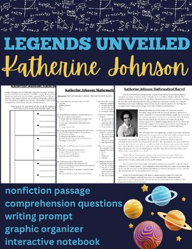 Preview of Women's History Month Katherine Johnson Nonfiction Article with Writing Prompt