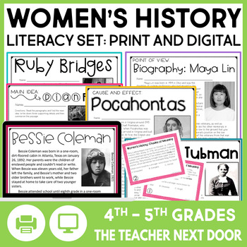 Preview of Women's History Month Reading Comprehension Passages & Questions March Activity