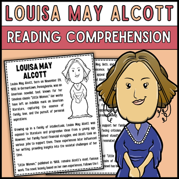 Preview of Women's History Month Louisa May Alcott Reading Comprehension Passage