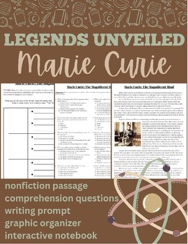 Preview of Women's History Month - Marie Curie: Nonfiction Article with Writing Prompt